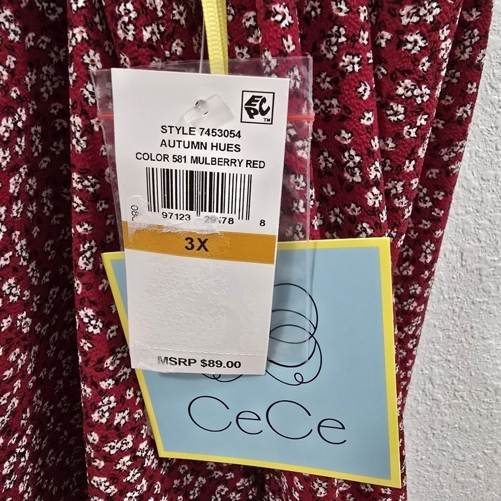 CeCe Long Sleeve Button-Down Floral Blouse with Collar Size 3X. - Picture 6 of 14